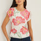 Yumi Ivory Poppy Print Mesh Top