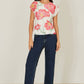 Yumi Ivory Poppy Print Mesh Top