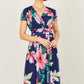 Yumi Navy Mesh Floral Maxi Dress