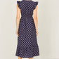 Yumi Navy Spot Ruched Waist Midi Dress