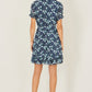 Yumi Blue Floral Skater Wrap Dress