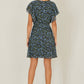 Yumi Blue Ditsy Print Floral Skater Dress