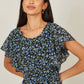 Yumi Blue Ditsy Print Floral Skater Dress