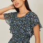 Yumi Blue Ditsy Print Floral Skater Dress