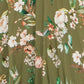 Yumi Sage Green Viscose Floral Print Midi Dress With Ruched Waist