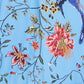 Yumi Blue Viscose Bird And Floral Print Midi Dress With Ruched Waist