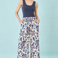 Yumi Blue Bird Print Viscose Wide Leg Trousers