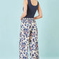 Yumi Blue Bird Print Viscose Wide Leg Trousers