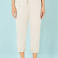 Yumi Cream Cotton Relaxed Stretch Trousers With Pockets