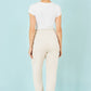 Yumi Cream Cotton Relaxed Stretch Trousers With Pockets
