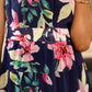 Yumi Navy Floral Halter Neck Midi Dress With Matching Belt