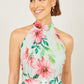 Yumi Mint Floral Halter Neck Midi Dress With Matching Belt