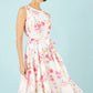 Yumi White Delicate Floral Midi Skater Dress