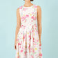 Yumi White Delicate Floral Midi Skater Dress