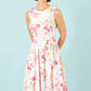 Yumi White Delicate Floral Midi Skater Dress