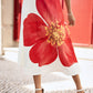 Yumi White Oversize Poppy Placement Midi Sun Dress