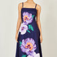 Yumi Navy Pansy Strappy Midi Dress
