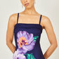 Yumi Navy Pansy Strappy Midi Dress
