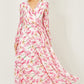Yumi White Orchid Floral Pleated Wrap Maxi Dress