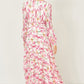 Yumi White Orchid Floral Pleated Wrap Maxi Dress
