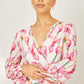 Yumi White Orchid Floral Pleated Wrap Maxi Dress