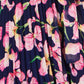 Yumi Navy Orchid Floral Pleated Wrap Maxi Dress