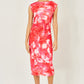 Yumi Red  Mesh Ruched Bodycon Midi Dress