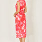 Yumi Red  Mesh Ruched Bodycon Midi Dress