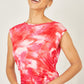 Yumi Red  Mesh Ruched Bodycon Midi Dress