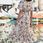 Yumi Ivory Botanical Print Viscose Midi Dress