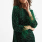 Louche Celie Zebra Devore Feather Trimmed Mini Dress Green