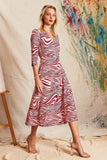 Haden Zebra Pop Print Midi Wrap Dress - Pink