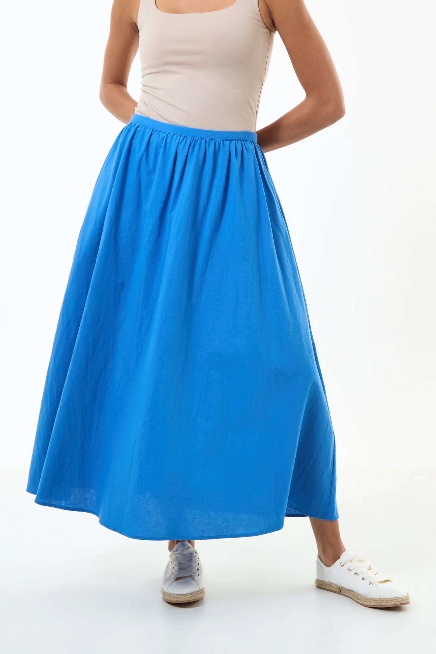 Zoeline Recycled Cotton Midaxi Skirt - Blue