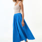 Zoeline Recycled Cotton Midaxi Skirt - Blue