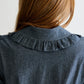 Zoya Chambray Zip Front, Frill Collar Midi Dress - Dark Grey