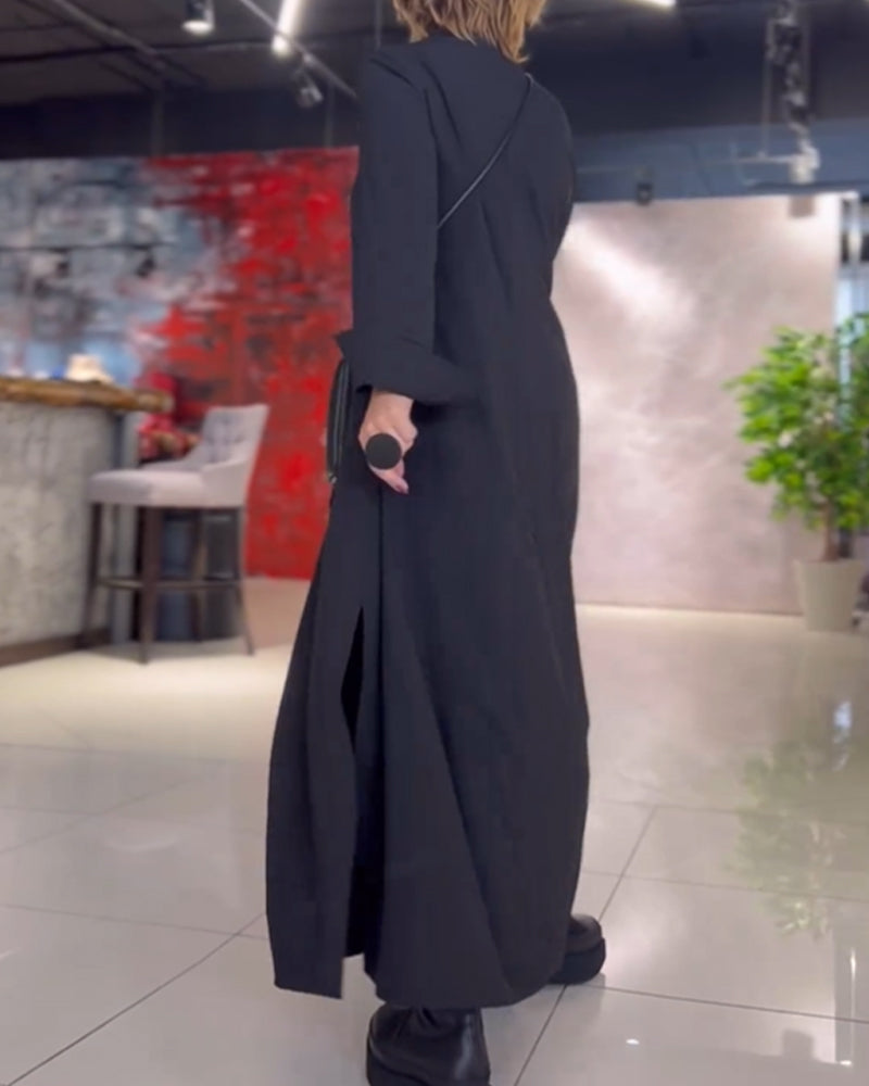 Tamira | Side Slit Lapel Loose Long Dress