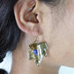 Brass Leaf Dangle Earrings - Nature-Inspired Brass Leaves with Blue Lapis/Labradorite Accents.