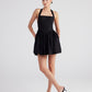 Teresa Black Pleated Skirt Mini Dress