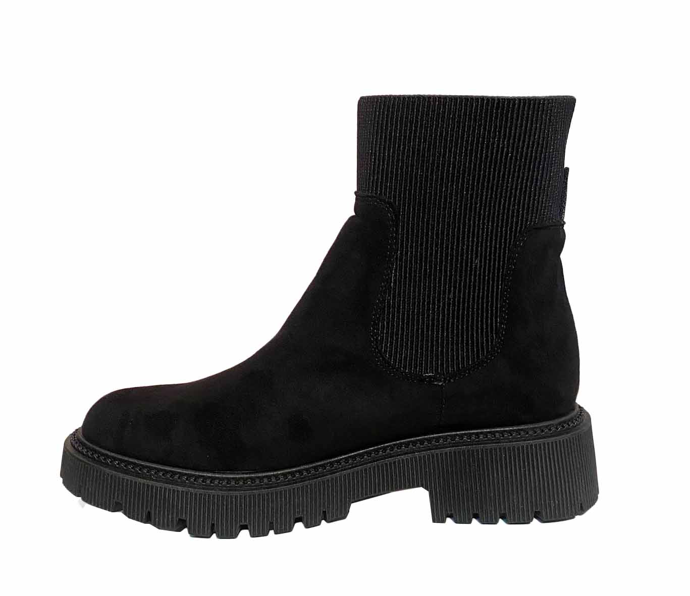 Lydia Ladies Chunky Low Heel Womens Mid Calf Casual Winter Ankle Sock Boots Black