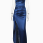 New solid color sexy waist slit halter thin summer dress