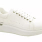 LADIES WHITE WOMENS FAUX LEATHER LACE UP PLATFORM TRAINERS SNEAKERS SHOES SIZE UK 3-8