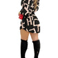 Color Block Botton Front Dress, Elegant Shirred Waist Long Sleeve Dress For Spring & Summer, Women's Clothing
