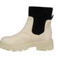 Lydia Ladies Chunky Low Heel Womens Mid Calf Casual Winter Ankle Sock Boots Biege