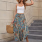 Paisley Print Shirred Waist Skirt, Boho High Waist Curved Hem A-line Tie Skirt For Spring & Summer, Women's Clothing
