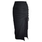 Autumn and winter new women's dress solid color high waist show thin half skirt