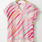 Abstract High Low Short Sleeve Blouse