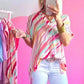 Abstract High Low Short Sleeve Blouse