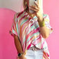 Abstract High Low Short Sleeve Blouse