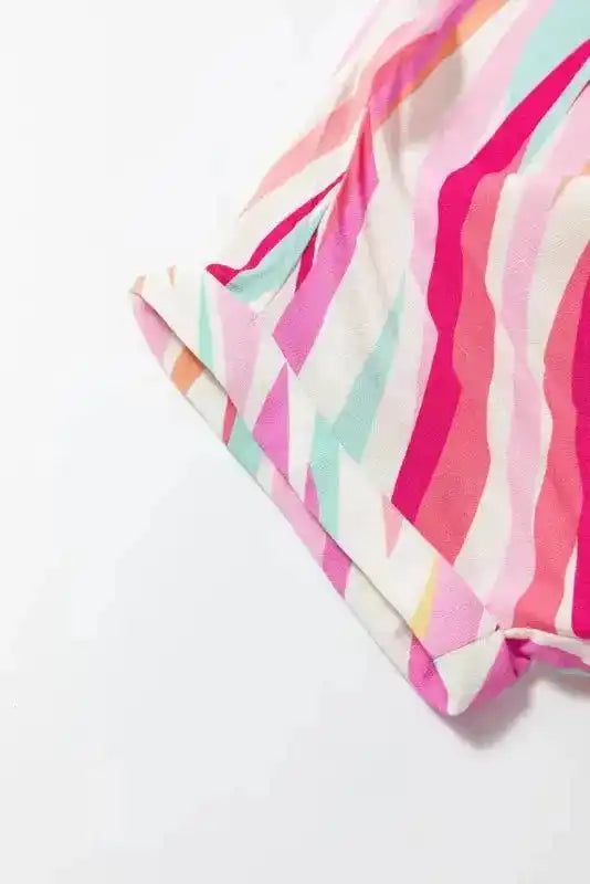 Abstract High Low Short Sleeve Blouse