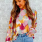 Abstract Printed Long Sleeve Blouse